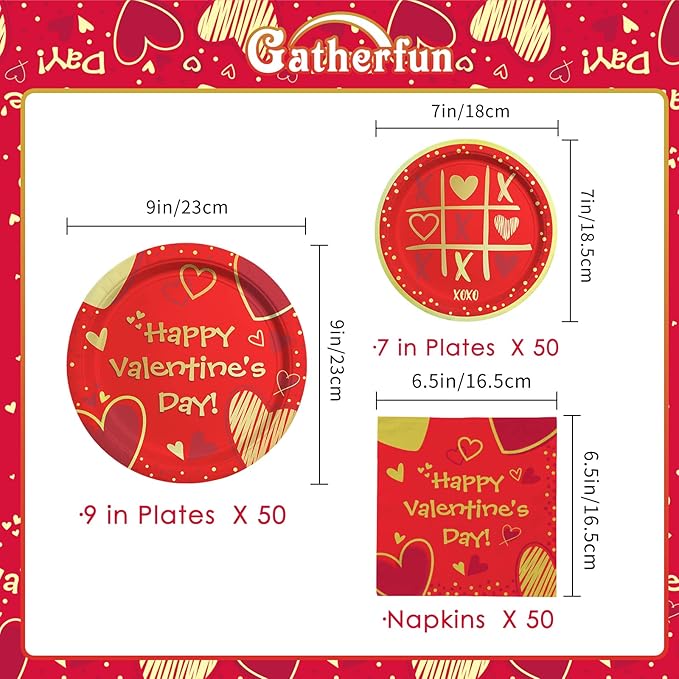 Valentine's Day Party Supplies Red Heart Love Disposable Paper