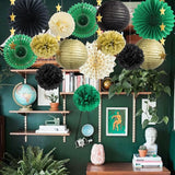 Green Black and Gold Party Decorations Paper Lanterns Black and Gold