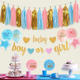 Baby Gender Reveal Decorations Glitter Letters Baby and Boy or Girl