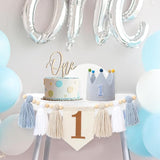 Baby First Birthday Party Decorations Blue High Chair Banner Crown