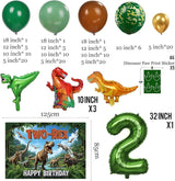 TWO Rex Dinosaur Birthday Decorations include Hunter Green Brown