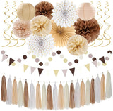 Boho Baby Shower White Brown Champagne Fall Party Decorations 33pcs