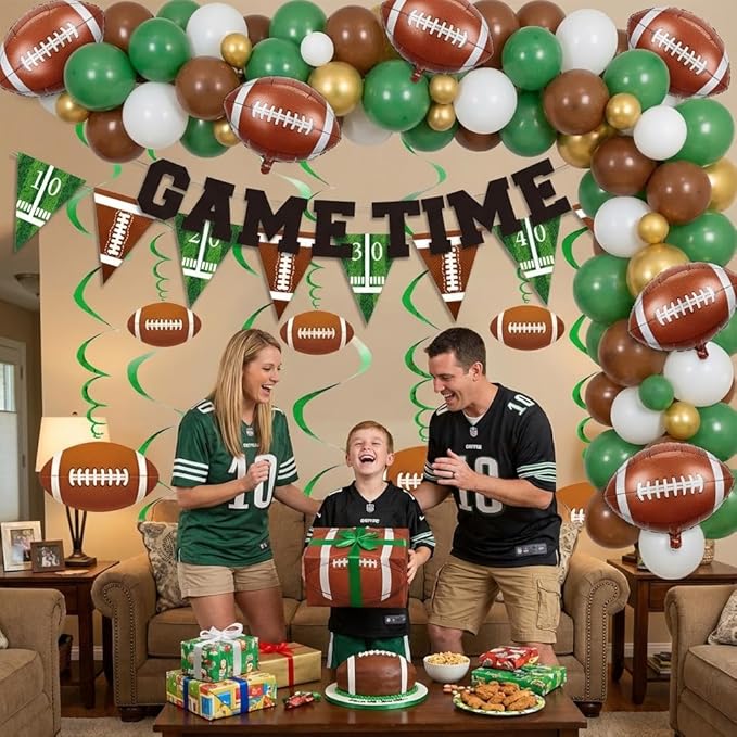 Football Party Decorations Banner & Spiral Set GAME TIME Banner with