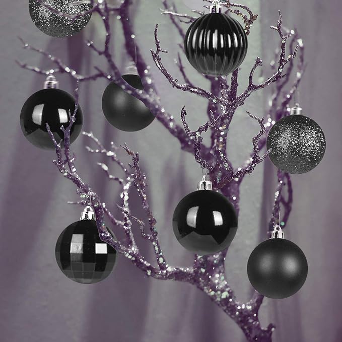 Black Set of XL (4.0") 4PCS Christmas Balls - Christmas Tree