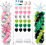 2 Sets Pink and Green Balloon Column Stand Kit Princess Crown and
