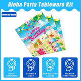 200Pcs Hawaiian Aloha Party Tableware Set Luau Tropical Birthday