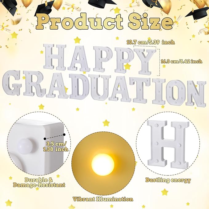 15 Pcs 2026 Graduation Party Decoration Happy Graduation Lights up