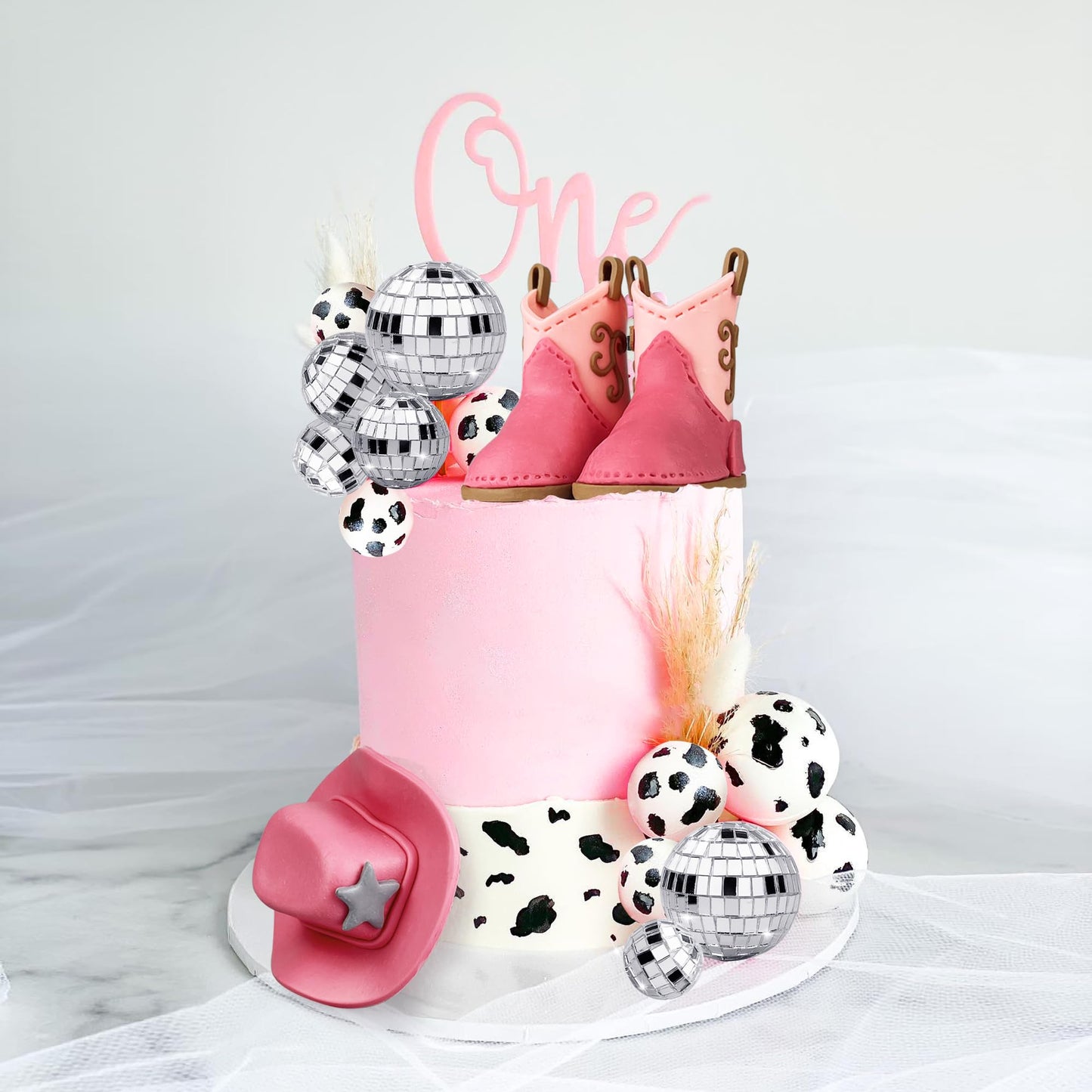 25PCS Cowgirl Cake Decorations Cowgirl Hat and Boot Cake Toppers Disco