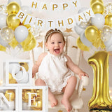 First Birthday Decorations 40 Inch Gold Number 1 Balloons HAPPY