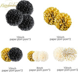 NICROLANDEE Black and Gold Party Supplies for 2026 Graduation - 12PCS