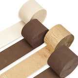 PartyWoo Brown Crepe Paper Streamers 4pcs 328ft Pack of Brown Crepe