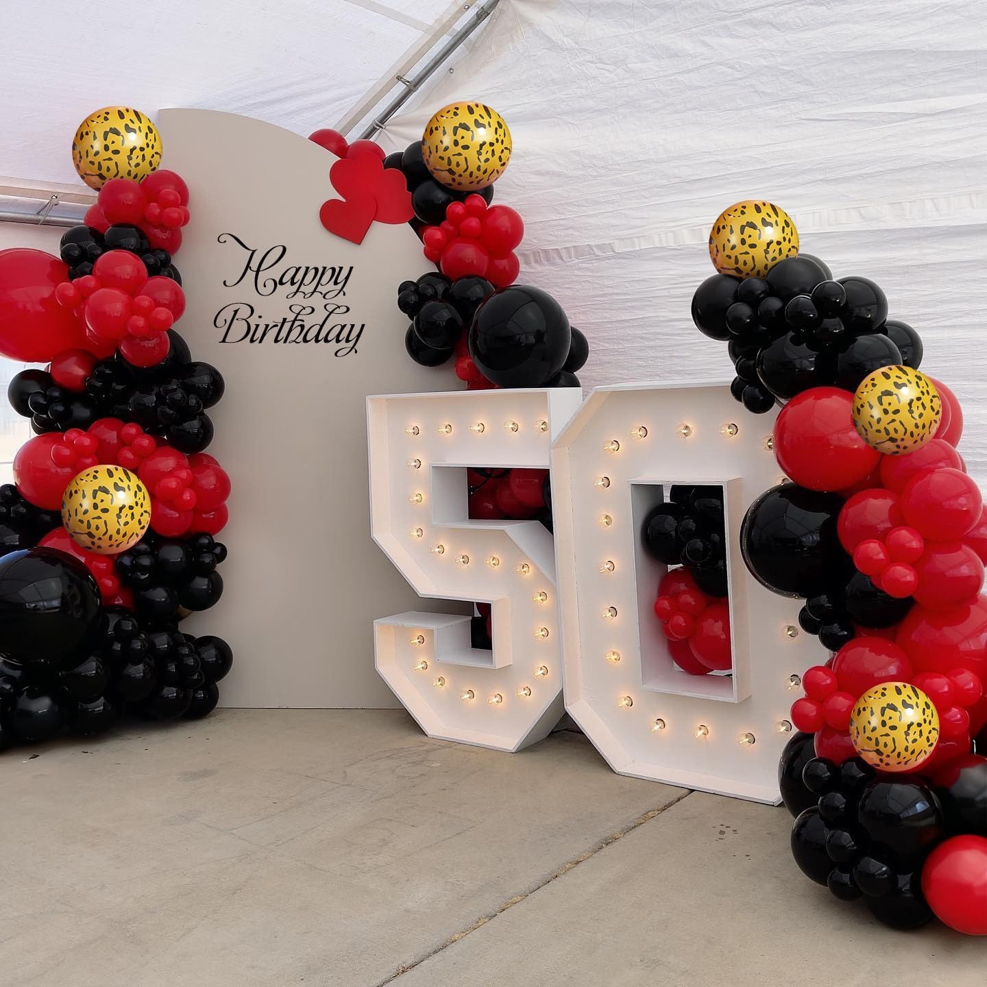 Red and Black Cheetah Print Balloons Arch Kit, Black Red Balloons