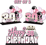 Happy 30th Birthday Pink Acrylic Table Topper Centerpieces Set