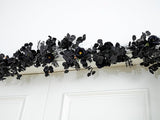 6FT Black Halloween Garland with 10 Black Rose and Berries