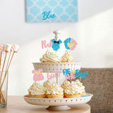 24Pcs Boy or Girl Cupcake Toppers Glitter Feet Onesie Dress Gender