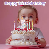 MTLEE Number 1/2 Birthday Candle with 12 Pcs Spiral Candles for Girls