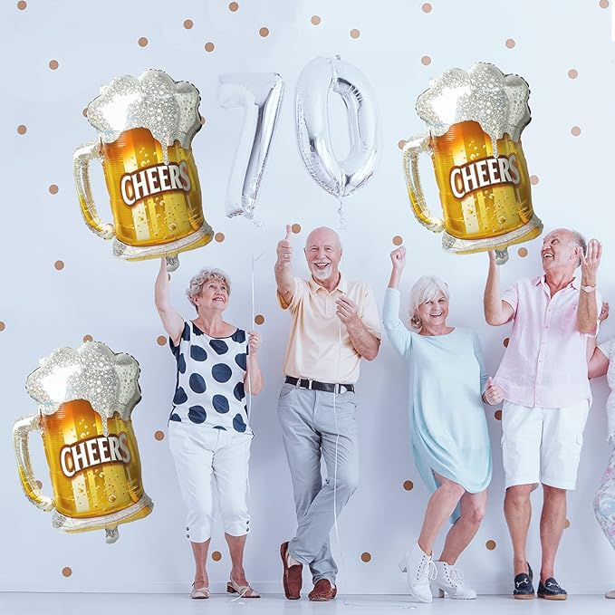 Beer Cup Balloons Set of 2, Beer Mug Cheers Foil Balloons Fit for