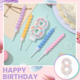 MTLEE Number 8 Birthday Candle with 12 Pcs Spiral Candles for Girls