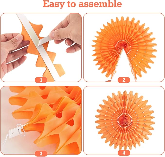 PAPER JAZZ Paper Flowers with Paper Fan Boho Hanging Decor Artificial