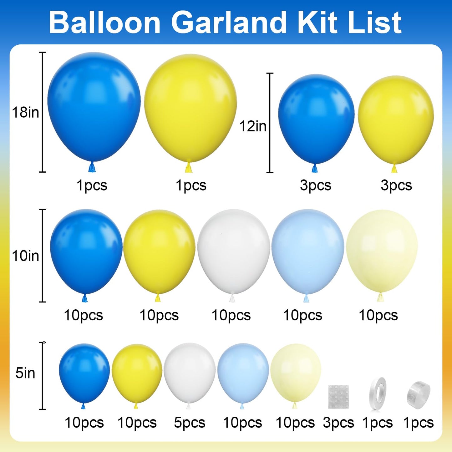 Blue and Yellow Balloon Arch Kit, Pastel Yellow Blue Lemon Balloon