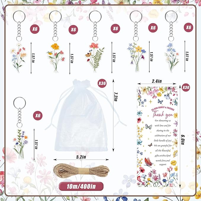 145 Pieces Wildflower Baby Shower Favors for Guest Little Wildflower