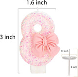 80th Birthday Candles for Cake, Pink Bow Number Cake Candles, 2.76