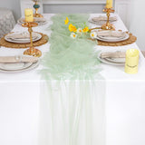 Snowkingdom Sage Green Table Runner, 10 FT Sheer Tulle Cheesecloth