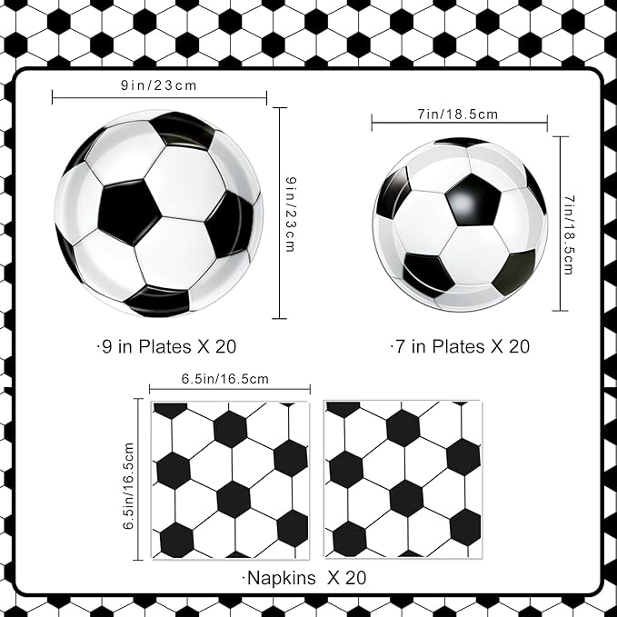 60 PCS Soccer Party Decorations Soccer Plates and Napkins Tableware