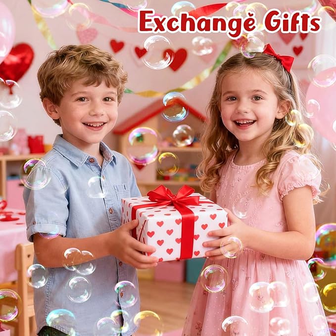 Valentines Party Favors for Kids Mini Bubble Wands Bulk with Card 24
