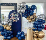 MEBAY Blue White Gold Balloons Garland Arch Kit, 141Pcs Latex