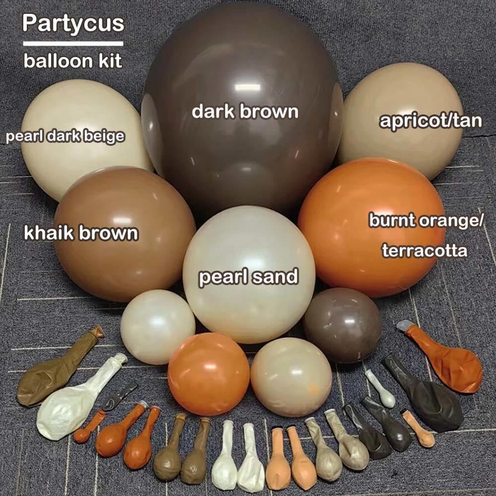 Burnt Orange Brown Balloon Arch Kit, Double Stuffed Tan Coffee Pearl