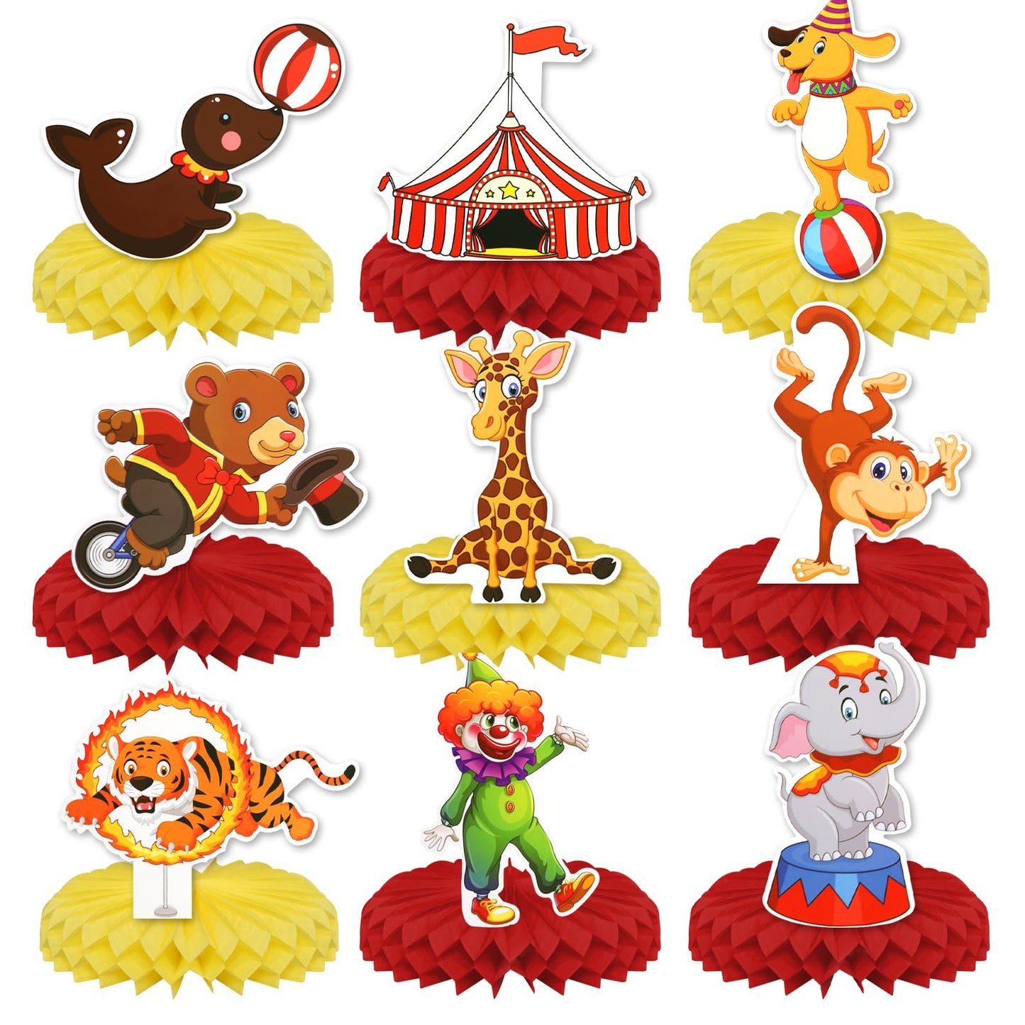 Carnival Circus Honeycomb Centerpieces, KSKSPE 9Pcs Carnival Circus