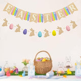 Easter Party Decorations Burlap Rabbit Bunny 3D Felt Egg with Wood