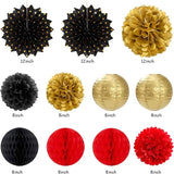 Red Black Gold Casino Theme Birthday Party Decorations 21pcs Happy