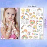 Temporary Tattoo for Kids Unicorn Rainbow Flower Cute-118 Glitter