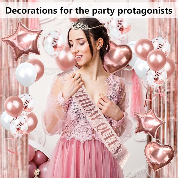 Party spot! 253 Pcs Birthday Decorations For Women Rose Gold Party