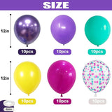 Pink Blue Purple Balloon, 60 Pcs 12 Inches Hot Pink Metallic Purple
