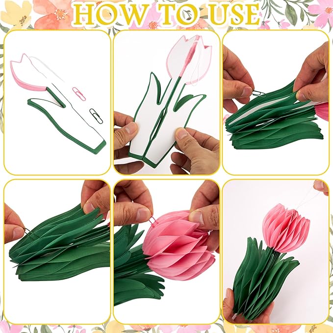 PAPER JAZZ Tulip Paper Flower Centerpieces for Table Spring Party
