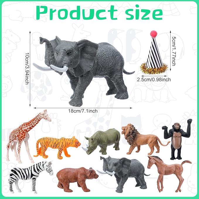 18 Pcs Jungle Animal Birthday Party Decorations Mini Birthday Hat