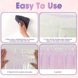 Voircoloria 3 Pack 3.3x8.2 Feet Iridescent Transparent Foil Fringe