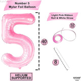 KatchOn, Giant Pink 5 Balloon Number - 40 Inch | Mylar Pink Number 5