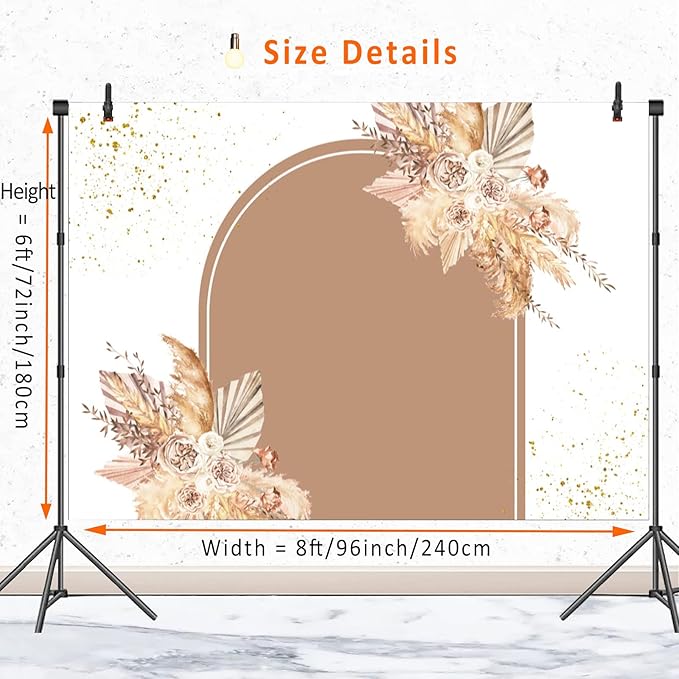 Boho Backdrop for Baby Shower Birthday Decorations,Bohemian Arch Backd