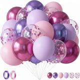 Civaner 48 Pcs Kpop Pink and Purple Balloons 12 Inch Metallic Purple