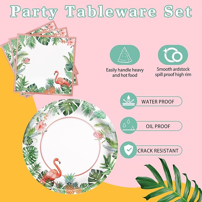 175Pcs Hawaiian Luau Party Decoration Luau Plates and Napkins Party