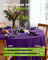 Pureegg Plastic Table Cloth Disposable 10 Pack, 84'' Round Table Cloth