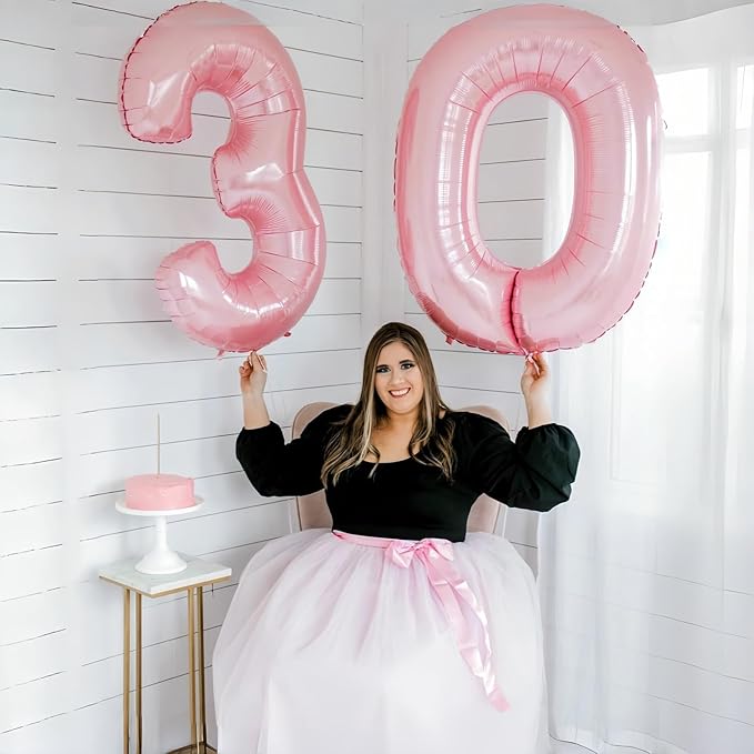 Pastel Pink Number 3 Balloon, 40 Inch Giant Pearl Light Pink Helium