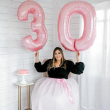 Pastel Pink Number 3 Balloon, 40 Inch Giant Pearl Light Pink Helium