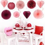 Pink Burgundy Red Valentines Day Galentines Party Decorations 22pcs
