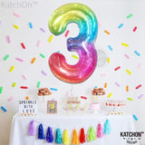 KatchOn, Giant Jelly Rainbow 3 Balloon Number - 40 Inch | Number 3