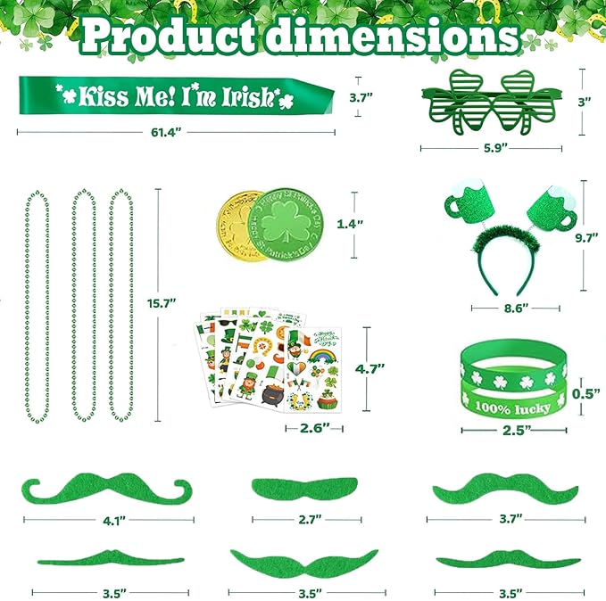 LSCQYYCC St Patrick's Day party gift set including shamrock glasses